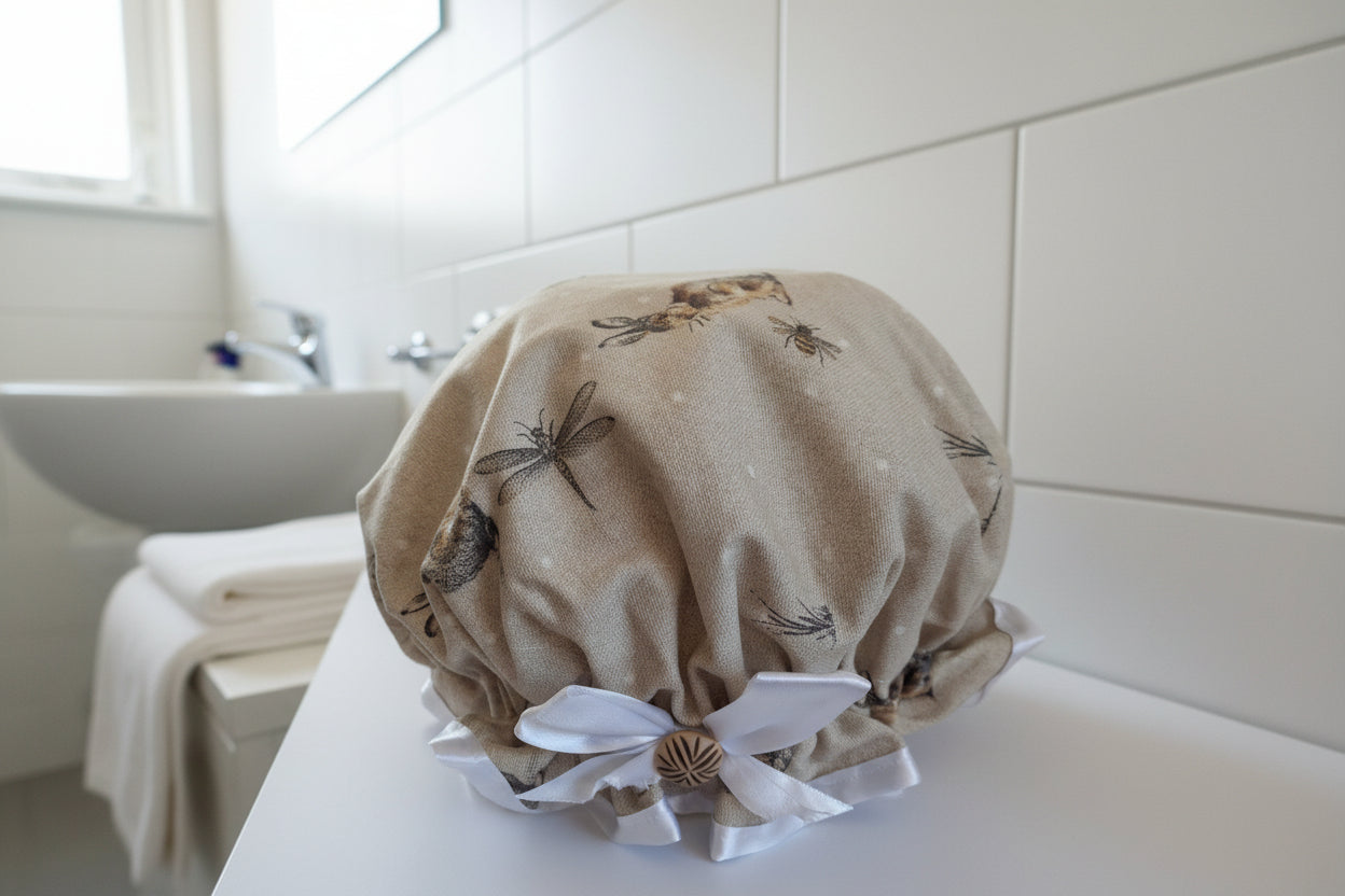 Shower Cap - Spring Hares - White Trim
