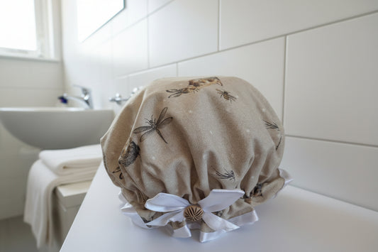 Shower Cap - Spring Hares - White Trim