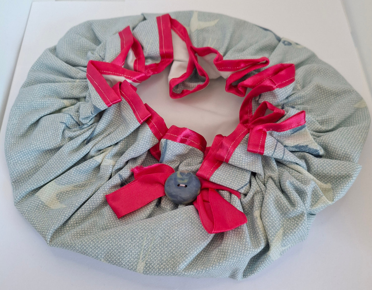Shower Cap - Swallows - Pink Trim