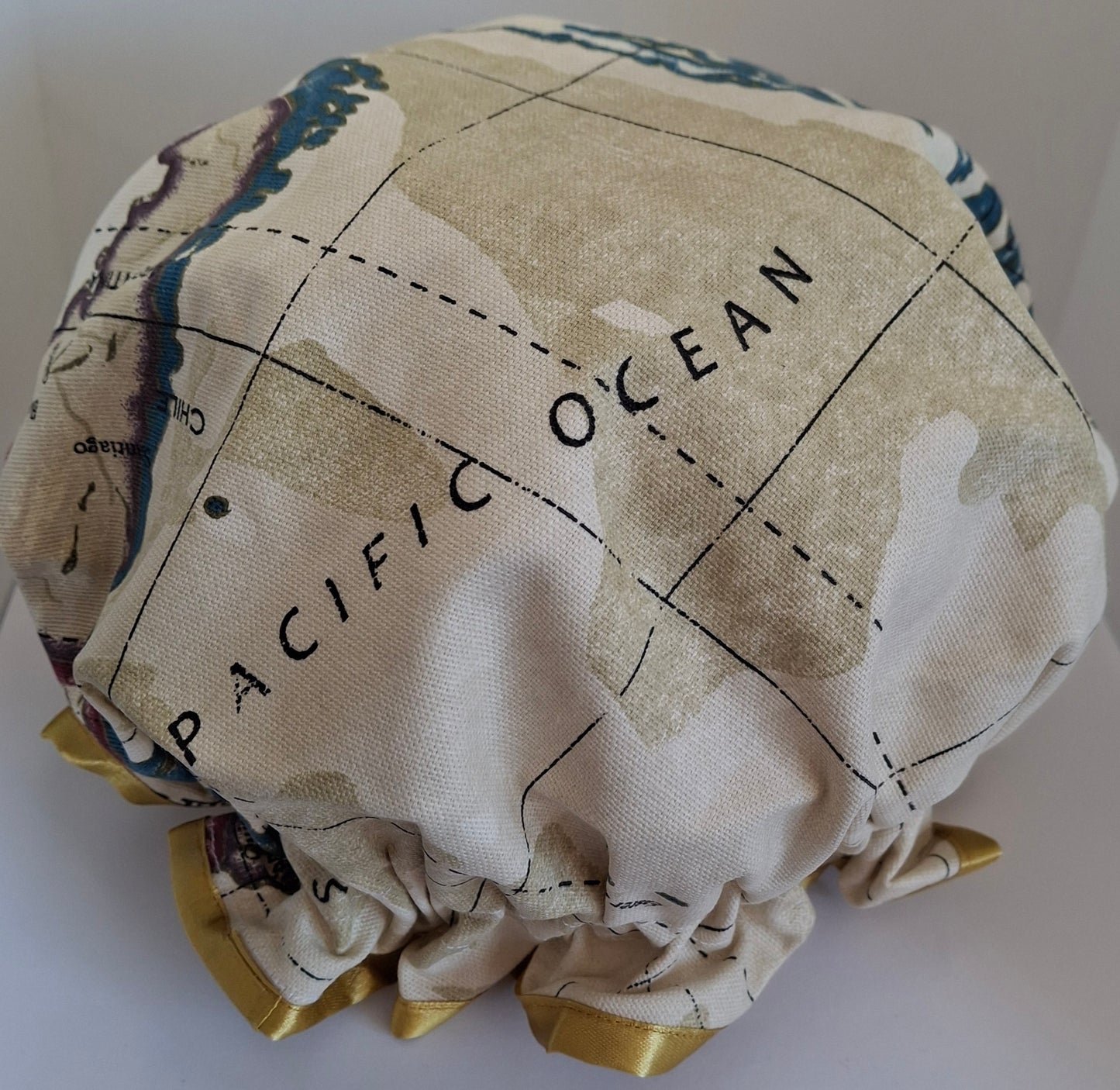 Shower Cap - Map - Gold Trim