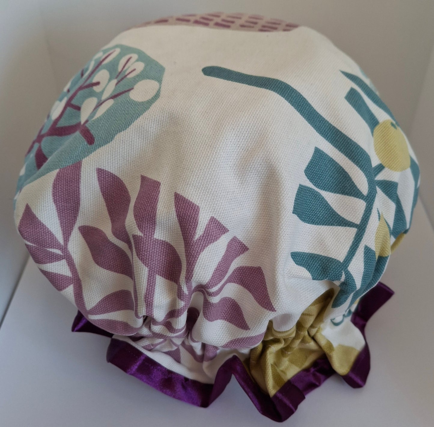 Shower Cap - Bright Trees - Purple Trim