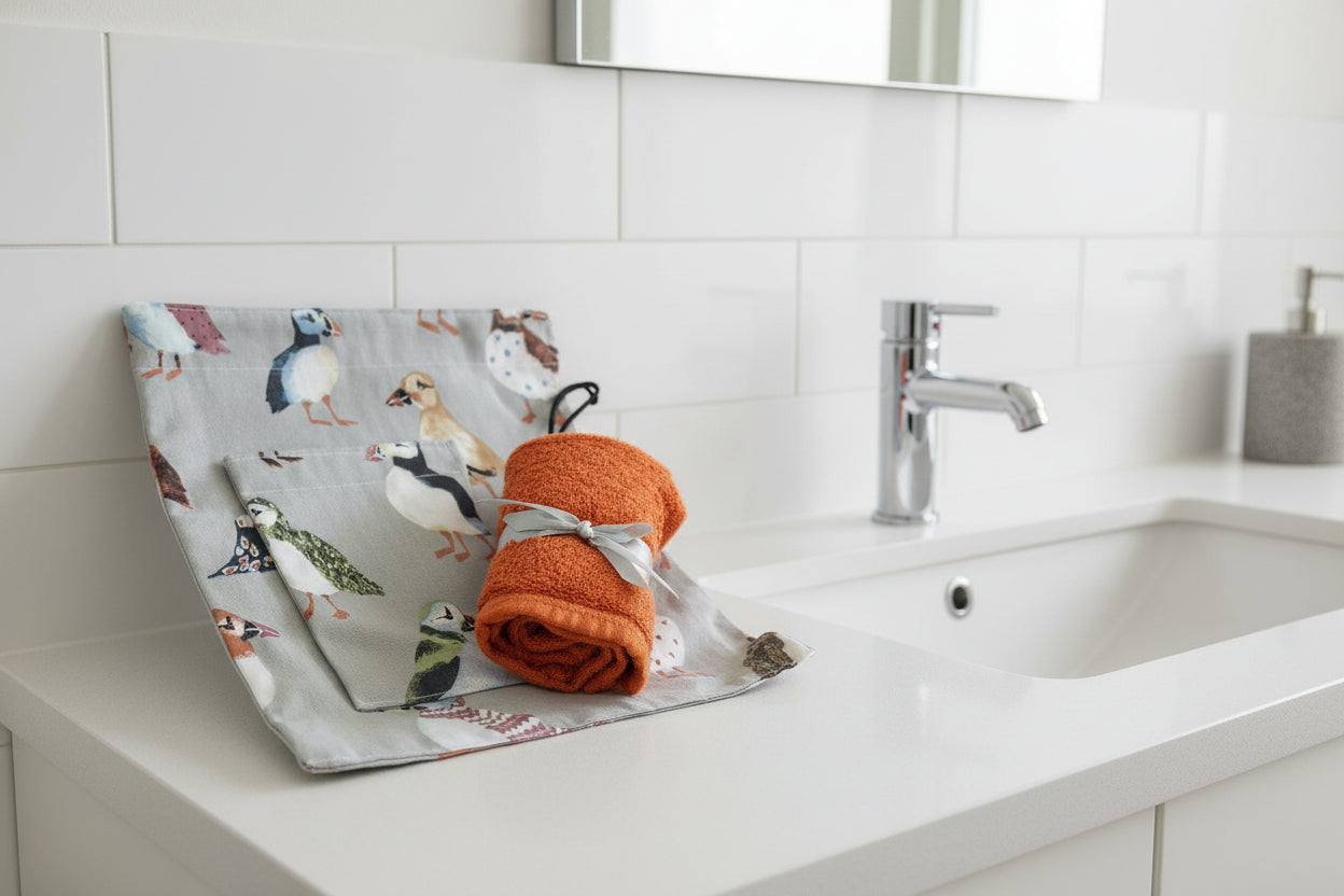 Wash Bag Set - Puffins -Grey