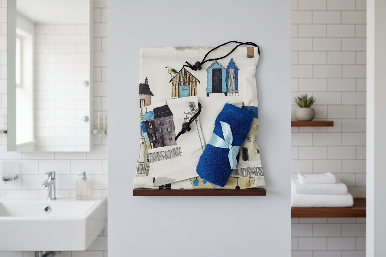 Wash Bag Set - Town Scene - Blue