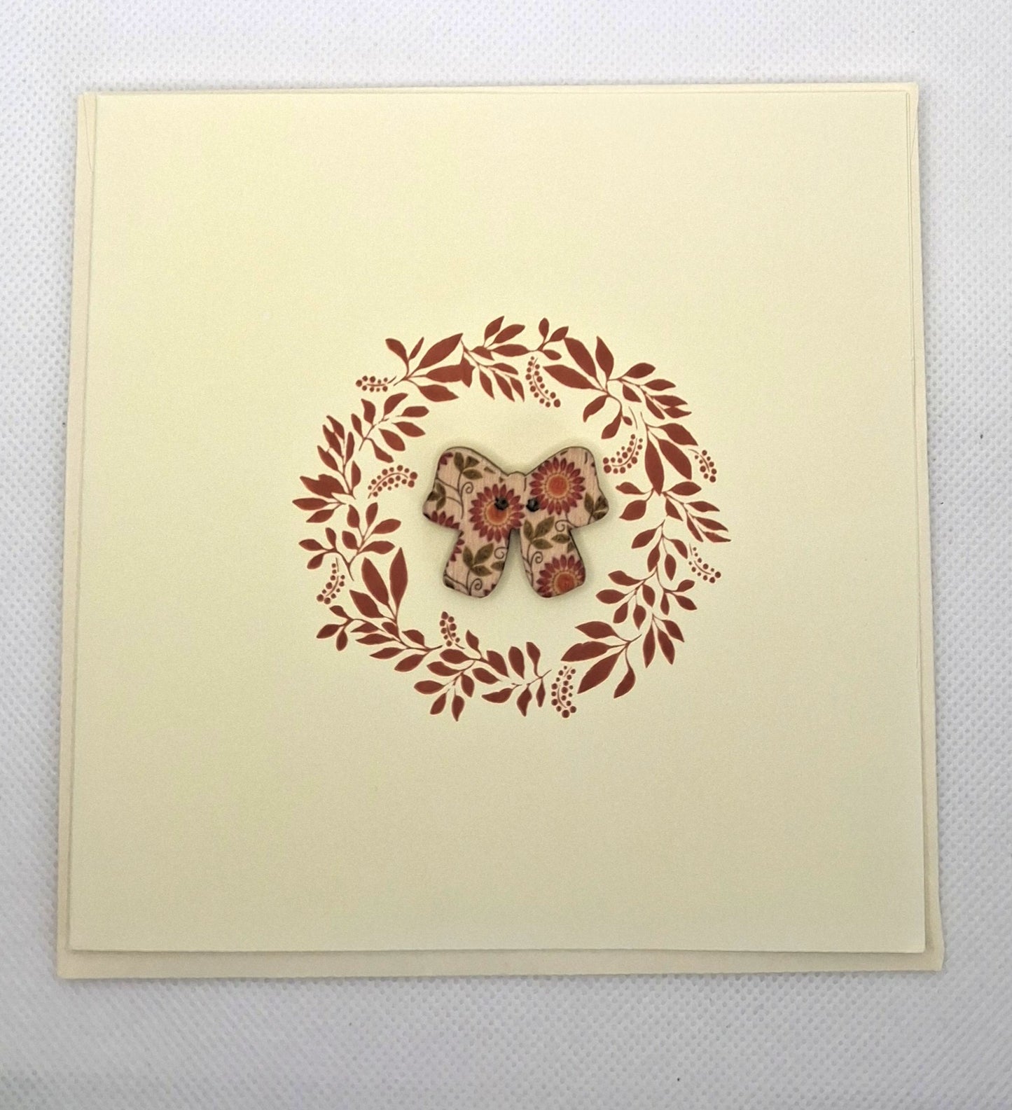 Wreath Bow Button Card - Choice of Colours