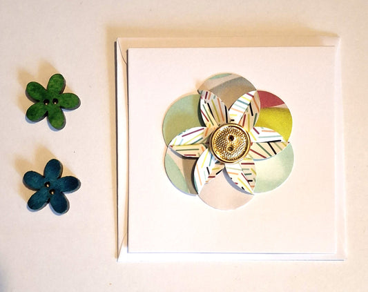 Gold Button Flower Cards - Choice of Designs
