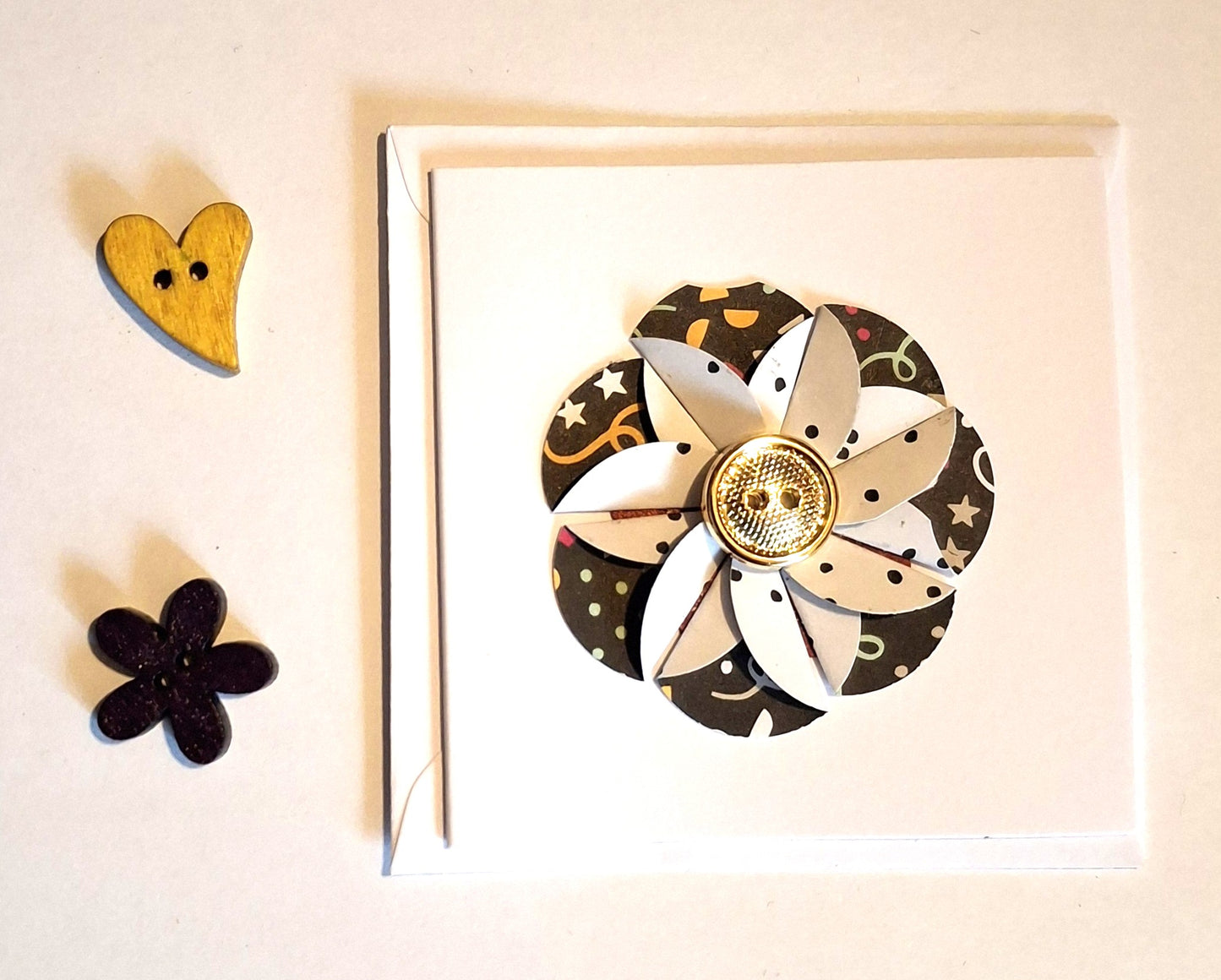 Gold Button Flower Cards - Choice of Designs