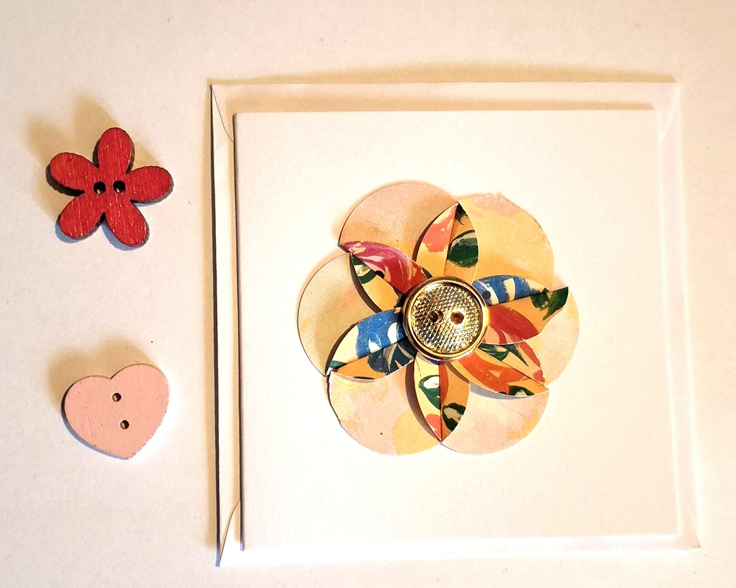 Gold Button Flower Cards - Choice of Designs