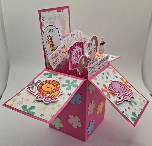 Pop-Up New Baby Card - Pink