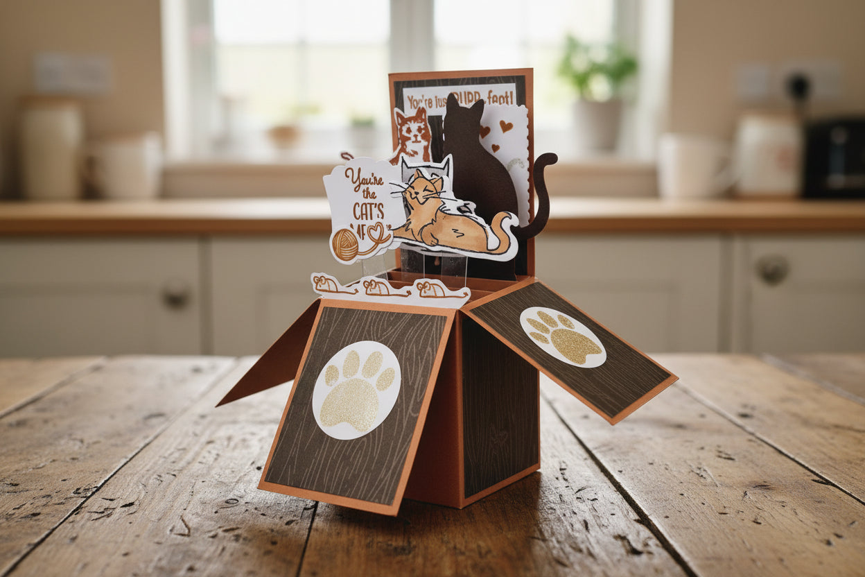Pop-Up Cats Card - Brown