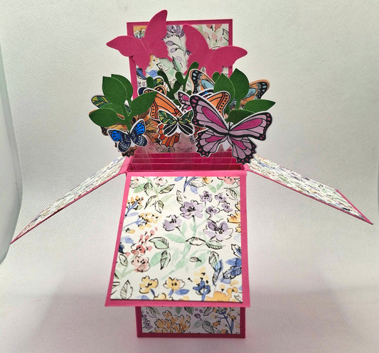 Pop-Up Butterflies Card - Pink