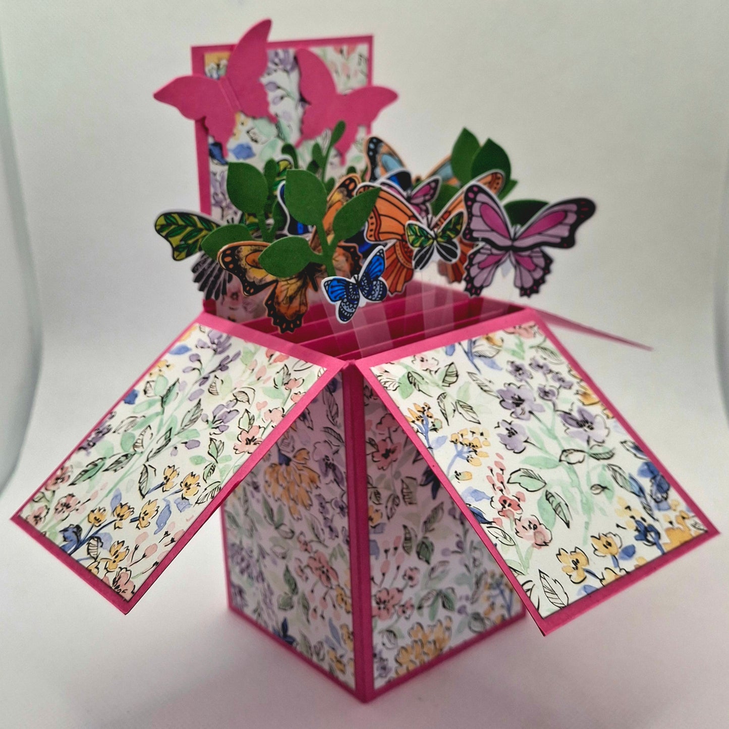 Pop-Up Butterflies Card - Pink