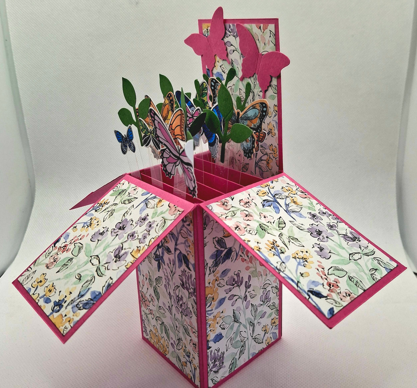 Pop-Up Butterflies Card - Pink