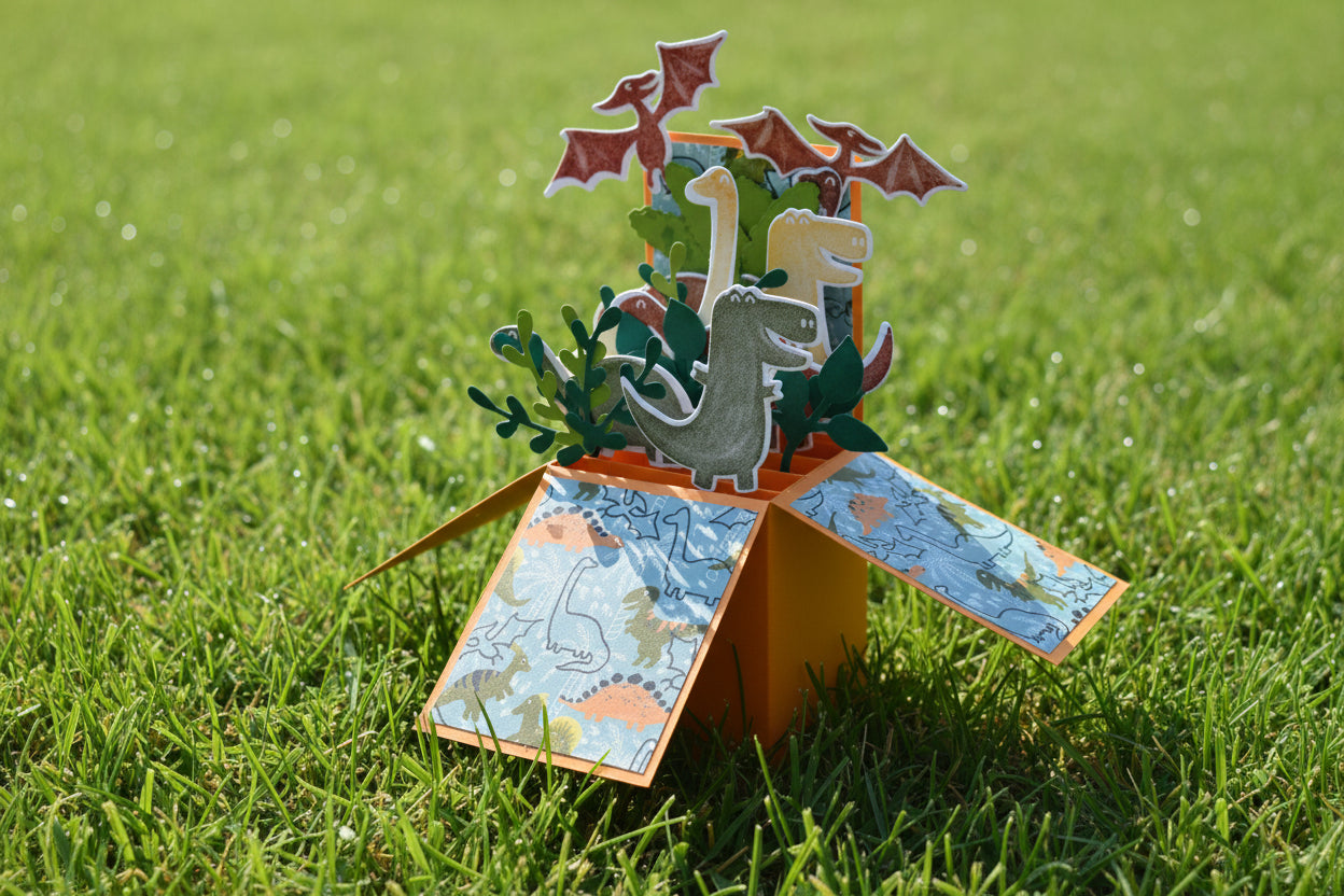Pop-Up Dinosaur Card - Orange