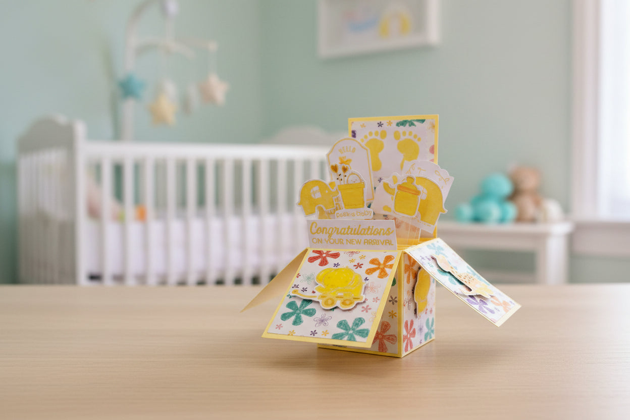 Pop-Up New Baby Card -Yellow