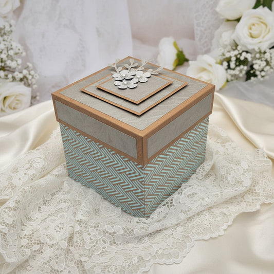 Large Explosion Box with Small Box Inside - Silver & Kraft