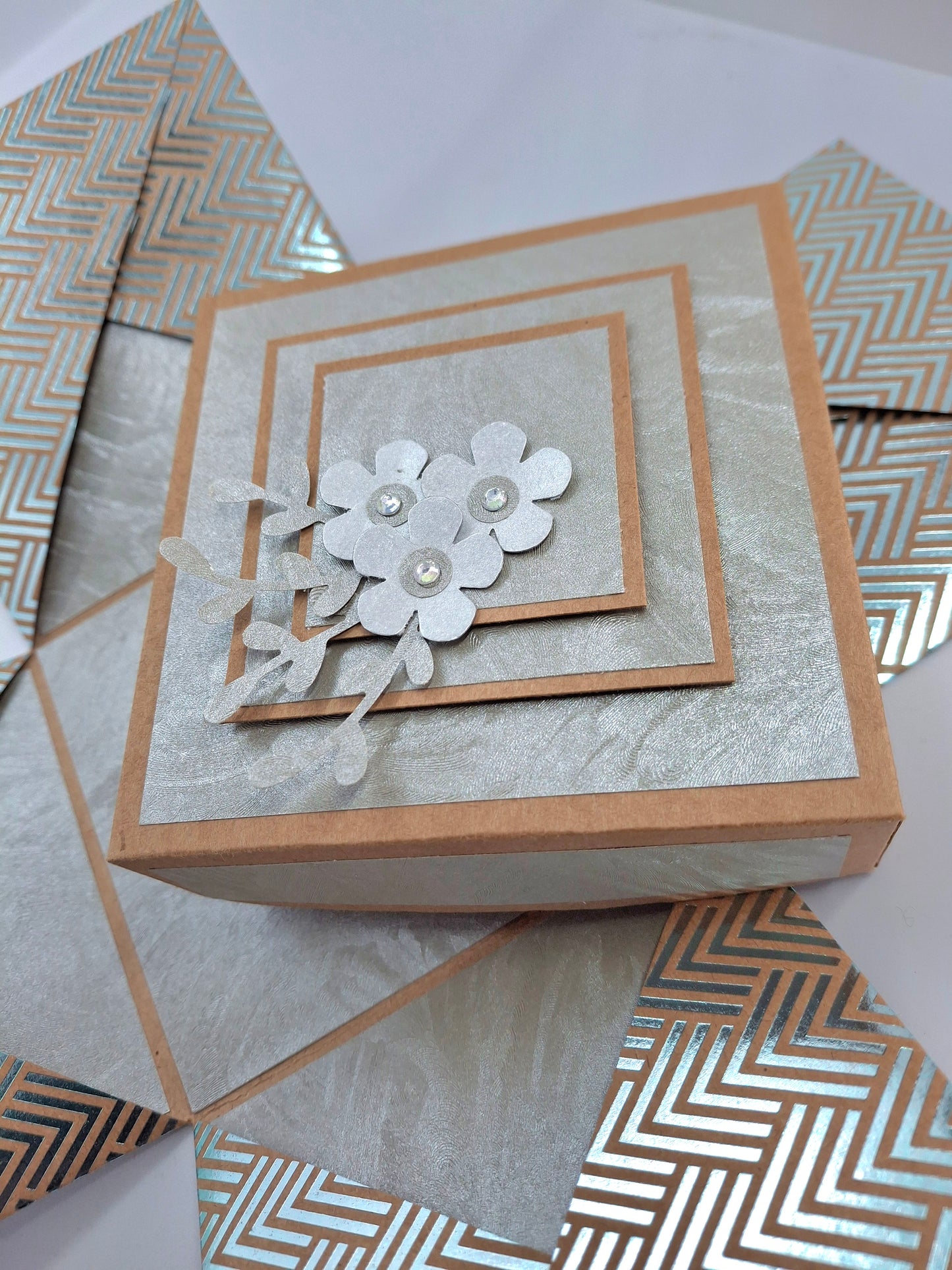 Large Explosion Box with Small Box Inside - Silver & Kraft