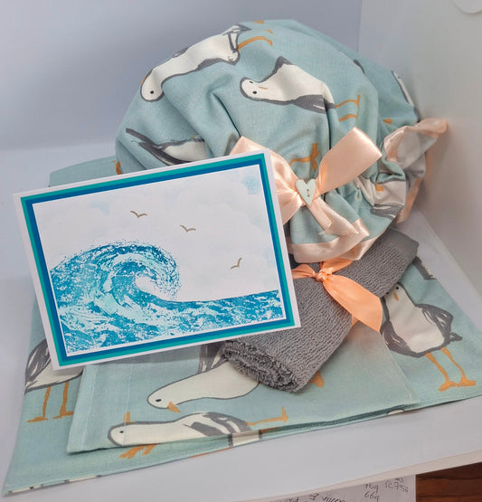 Funky Seagulls Shower Cap & Wash Bag Gift Set