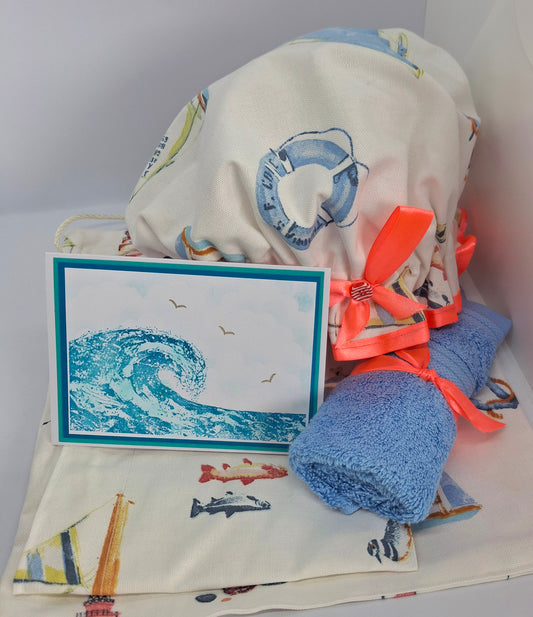 Nautical Shower Cap & Wash Bag Gift Set
