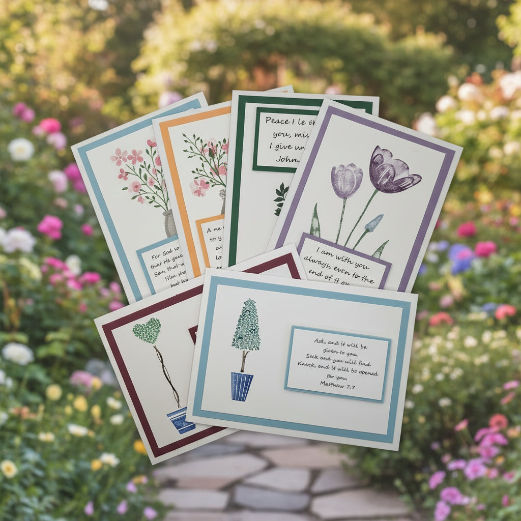 Hand Stamped and Layered Scripture Cards - Set of 6