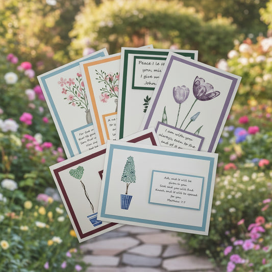 Hand Stamped and Layered Scripture Cards - Set of 6
