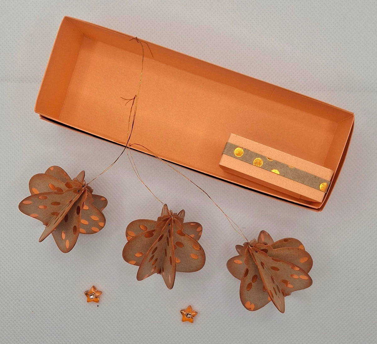 Handmade Kraft Foil Dot Christmas Decorations, Boxed Set of 3