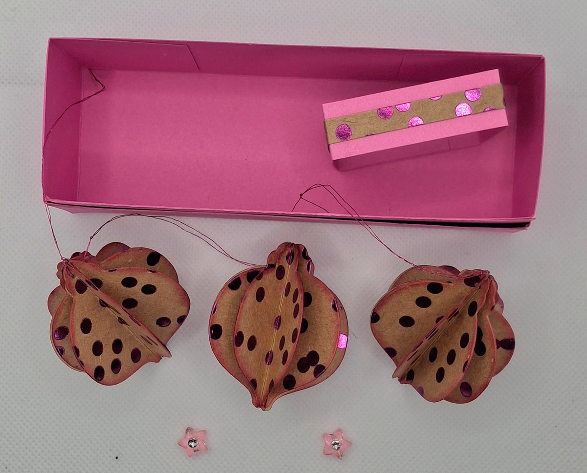 Handmade Kraft Foil Dot Christmas Decorations, Boxed Set of 3