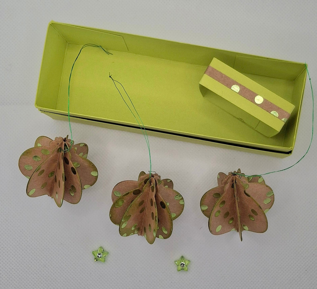 Handmade Kraft Foil Dot Christmas Decorations, Boxed Set of 3