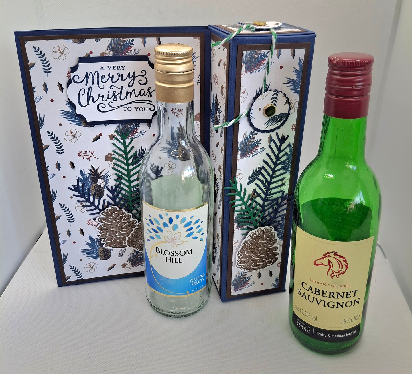 Very Merry Christmas Pine Cone Wine Bottle Gift Card