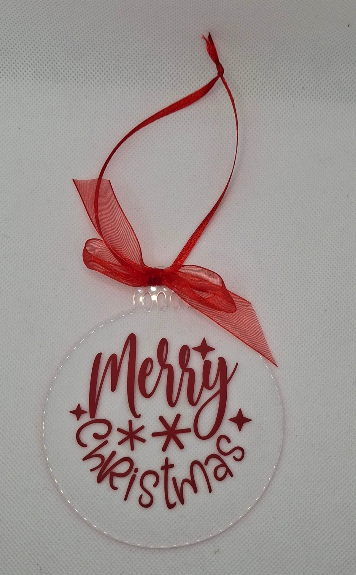 Red Writing Christmas Disc Decoration - Choice of 4 Wordings