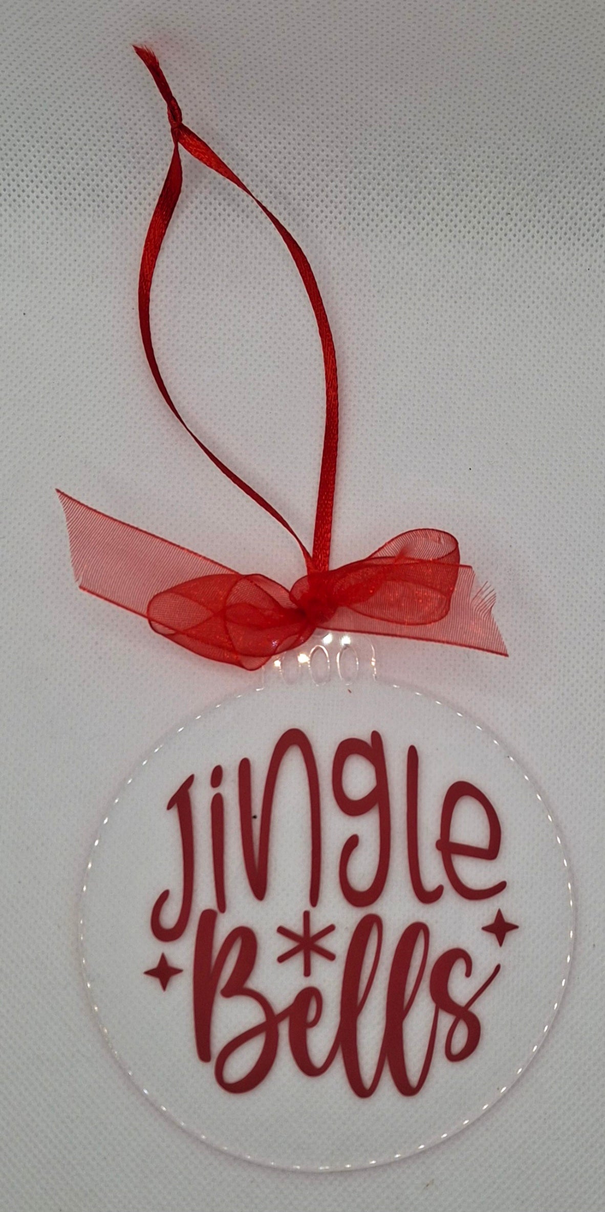 Red Writing Christmas Disc Decoration - Choice of 4 Wordings