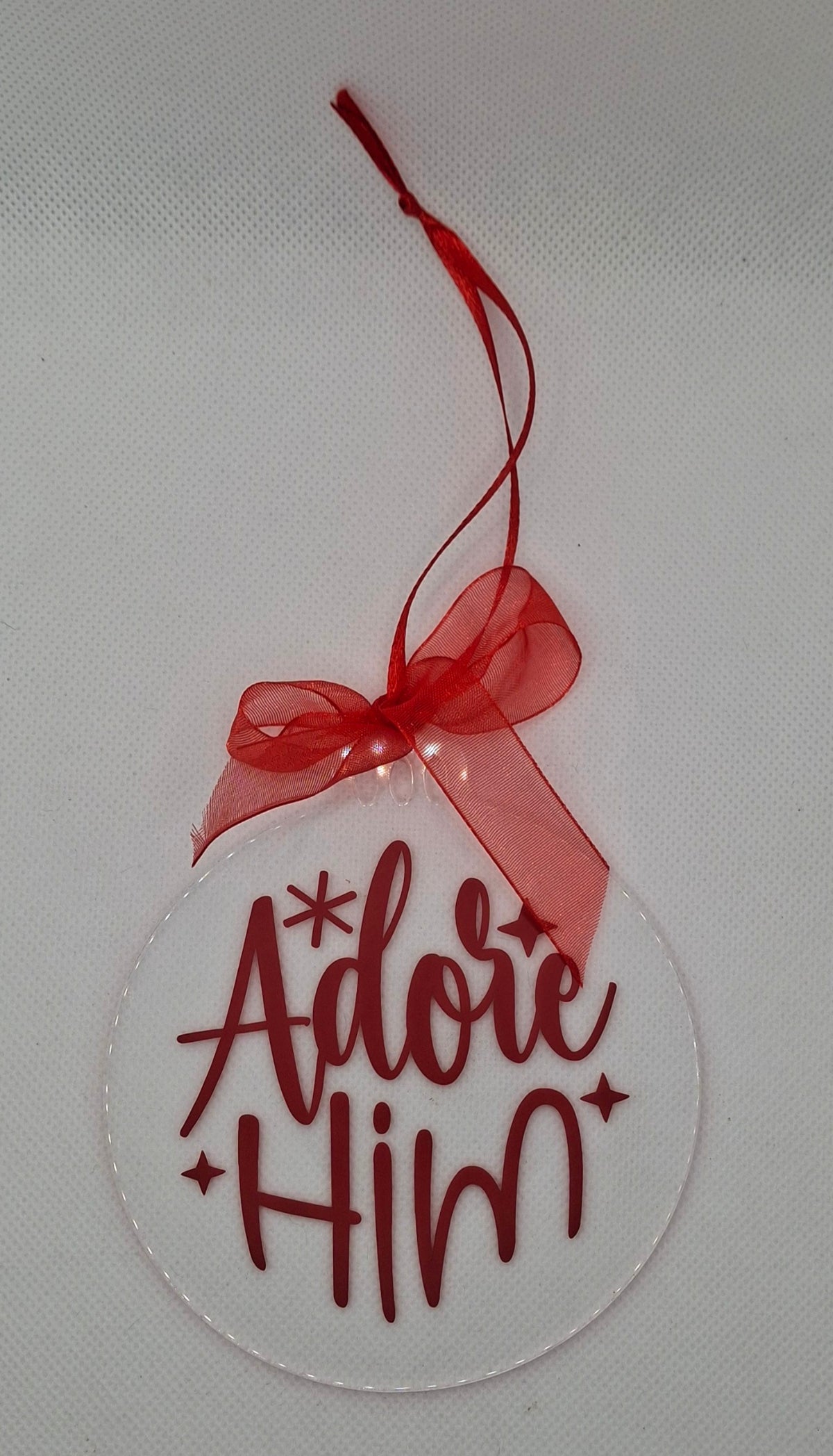 Red Writing Christmas Disc Decoration - Choice of 4 Wordings