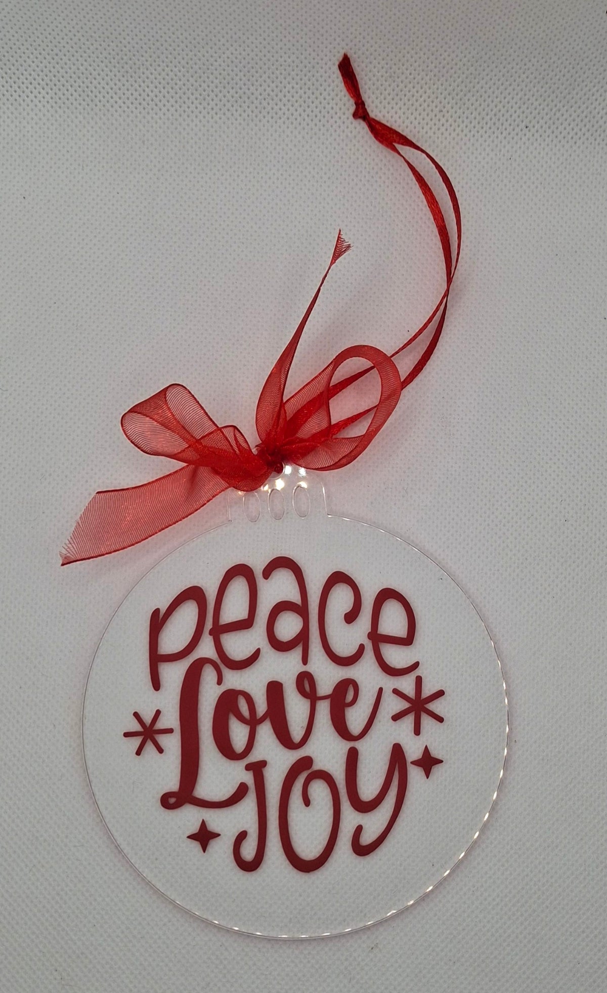 Red Writing Christmas Disc Decoration - Choice of 4 Wordings