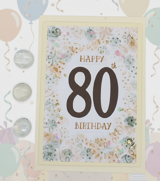 80th Embossed Birthday Card