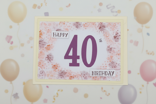 40th Embossed Birthday Card