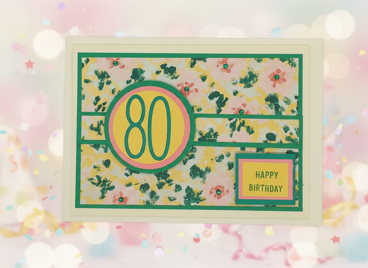80th Birthday Floral Card
