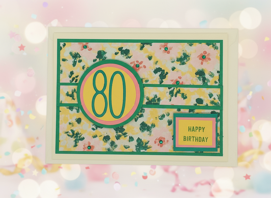80th Birthday Floral Card