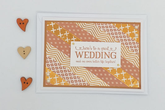 Wedding Copper Stripy Card