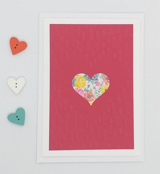 Floral Heart on Red Card