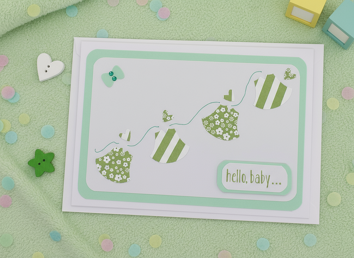 Baby Clothes on Line Card - Choice of 4 Colours
