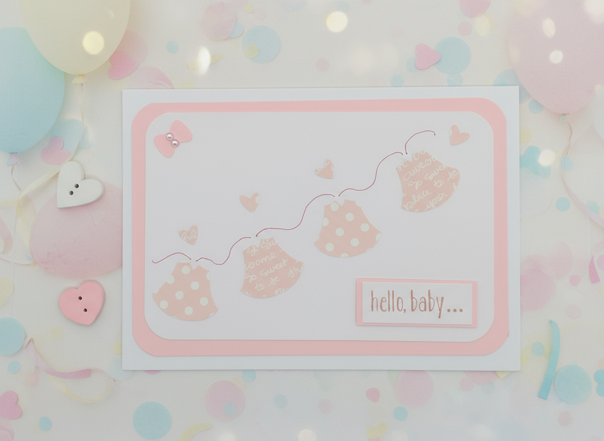 Baby Clothes on Line Card - Choice of 4 Colours