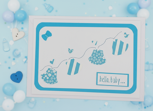 Baby Clothes on Line Card - Choice of 4 Colours