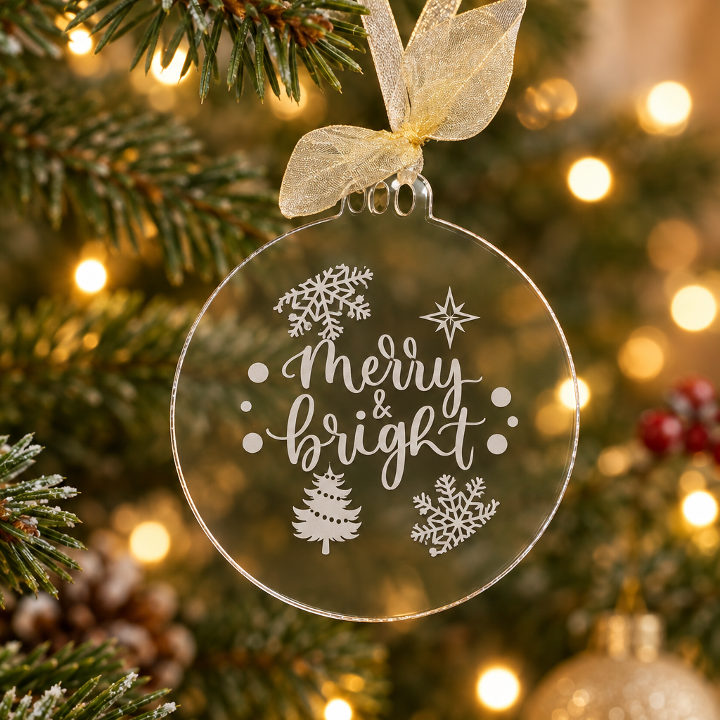 Christmas disc decoration in a festive setting, second design