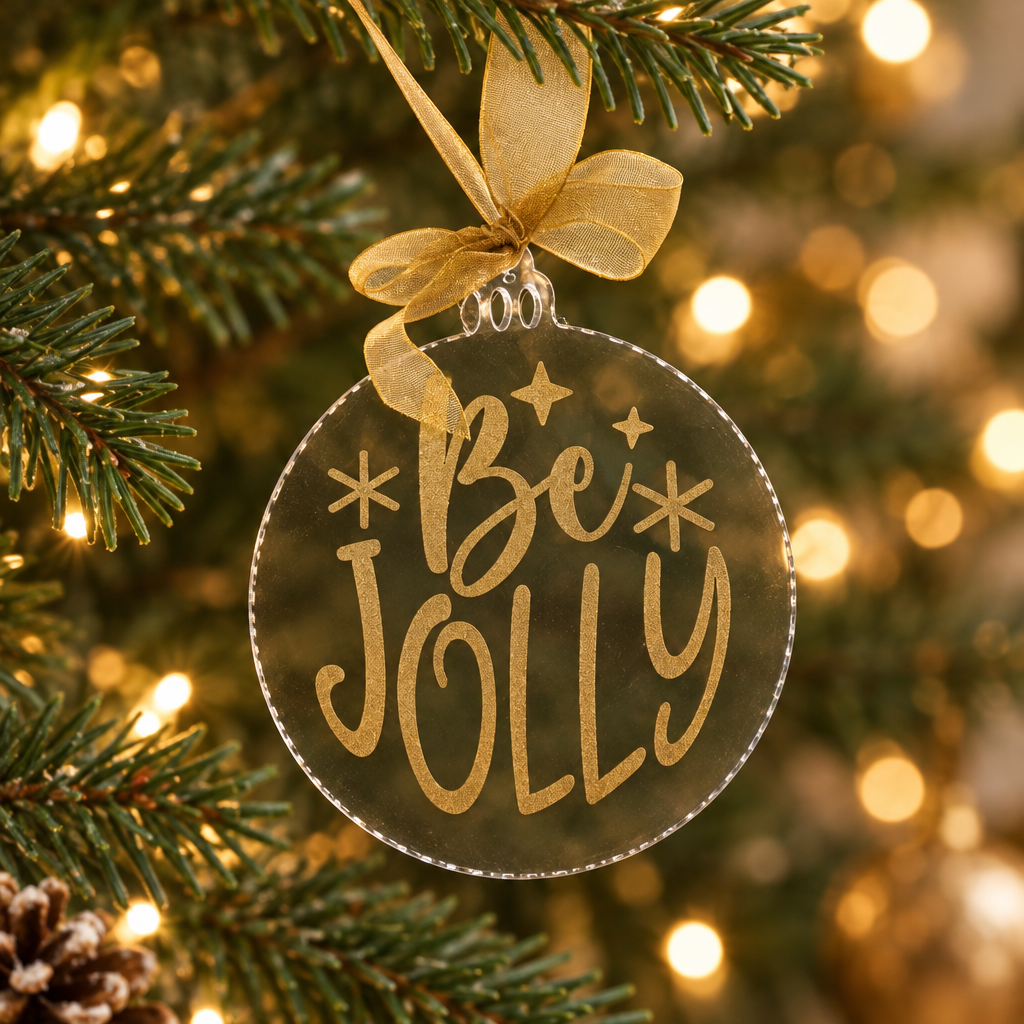 Christmas disc decoration in a festive setting, first design