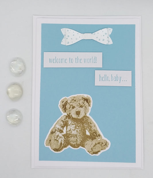 Large New Baby Card - Bear - Choice of Colours