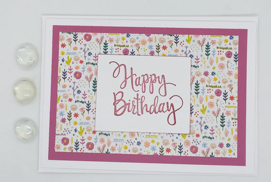 Large Birthday Card - Floral - Pink