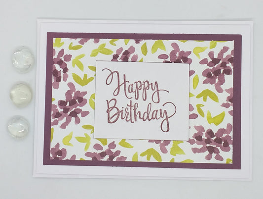 Large Birthday Card - Floral - Fig & Lime