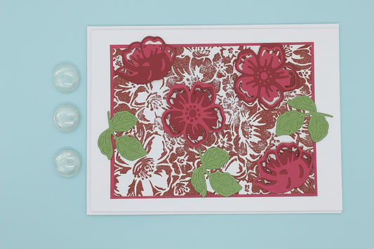 Large Floral Layered Card - Floral - Red