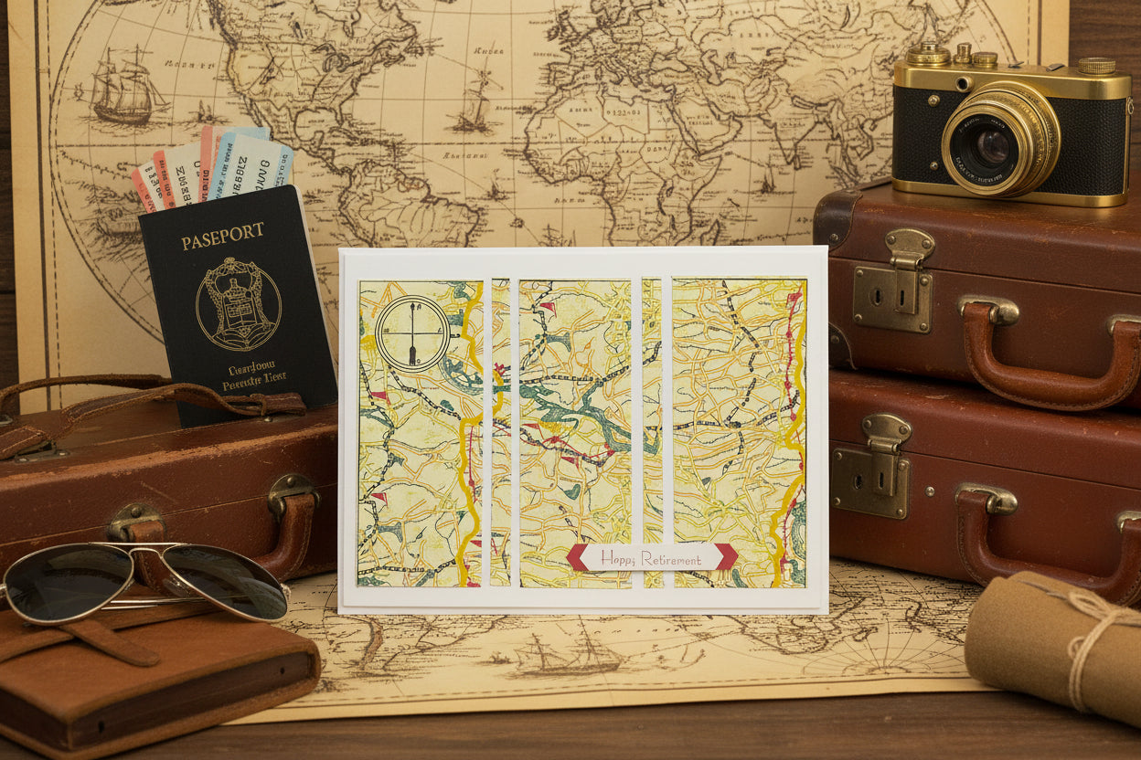 Large Happy Retirement Card - Maps