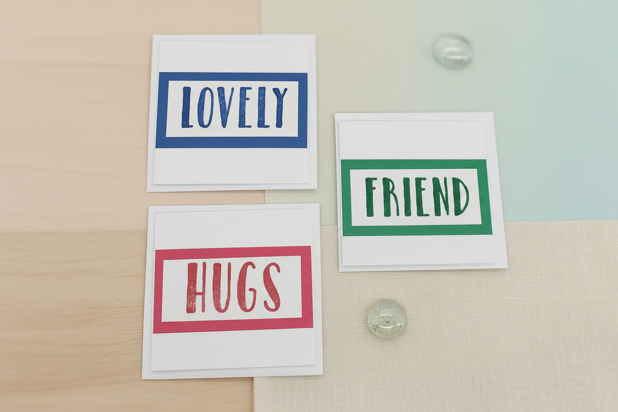 Mini Hand Stamped Statement Notelets - Set of 3
