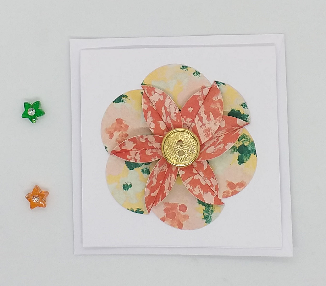 Gold Button Flower Cards - Choice of Designs